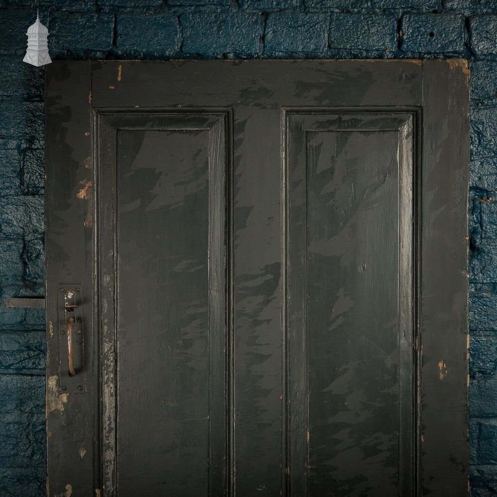 4 Panel Door, Distressed Black Painted Finish photo for sale