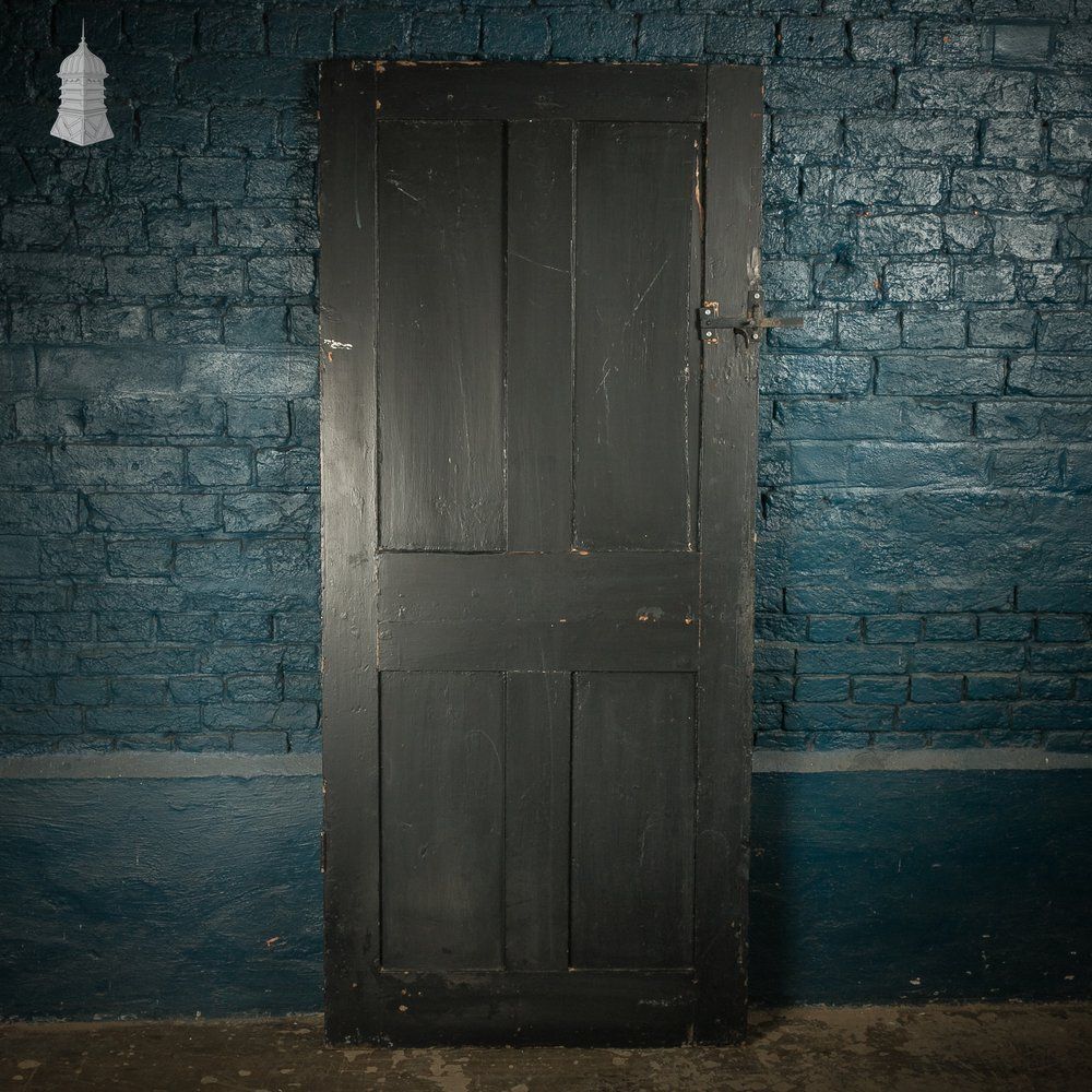 photo furniture 4 Panel Door, Distressed Black Painted Finish