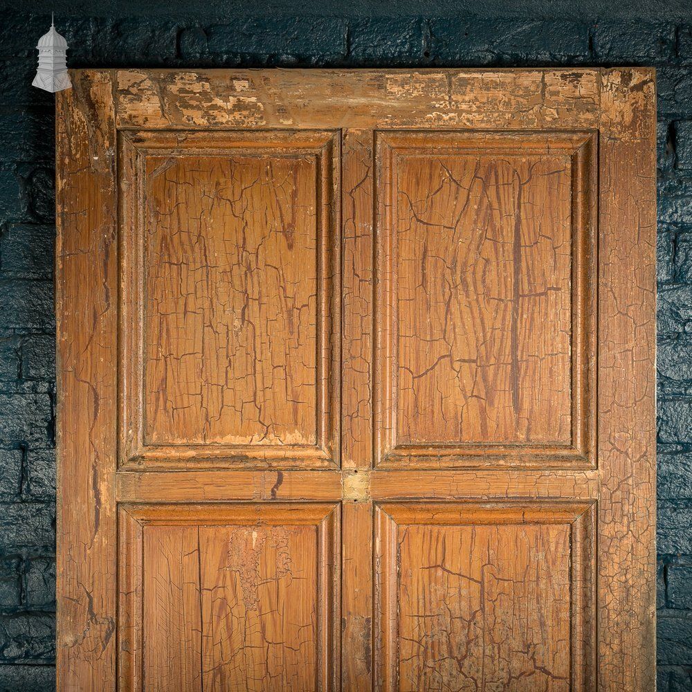 6 Panel Door, Faux Woodgrain & Distressed White Paint Finish photo for sale