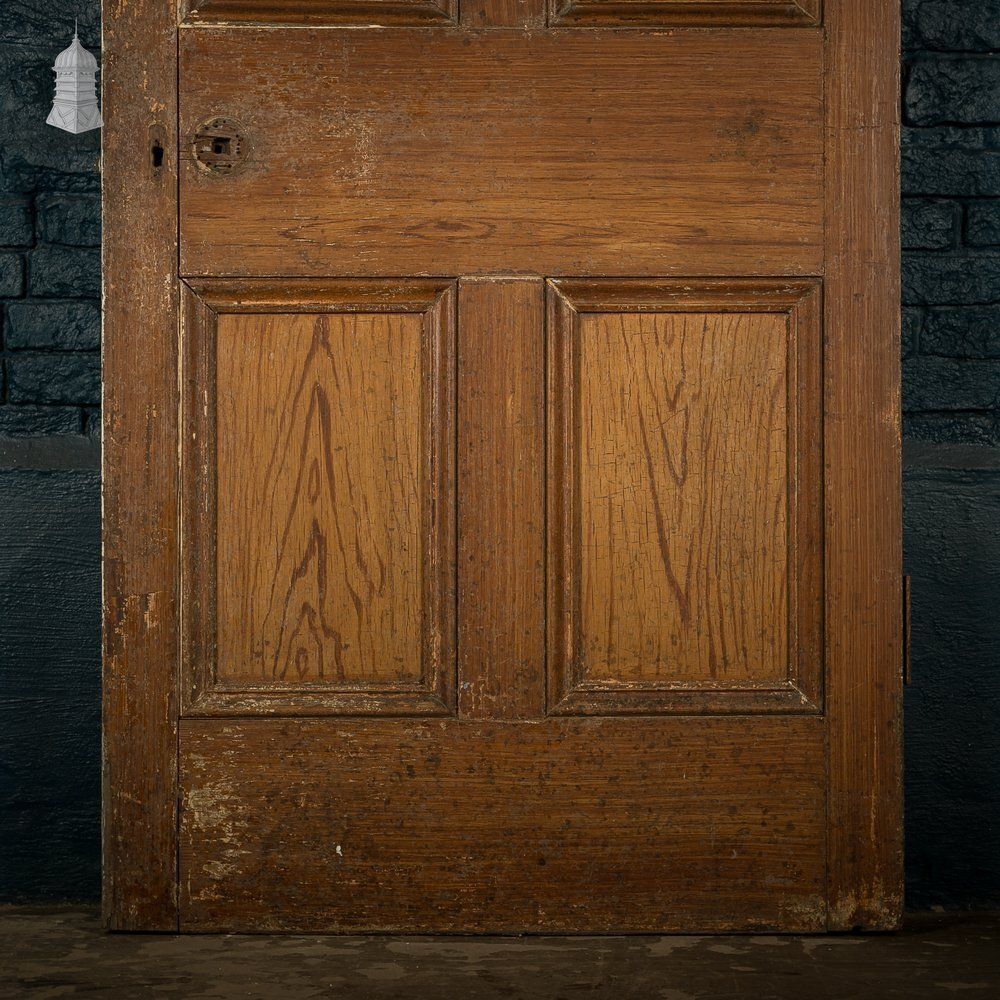 photo buy 6 Panel Pitch Pine Door, Original Hardware, Distressed White Paint And Faux Woodgrain