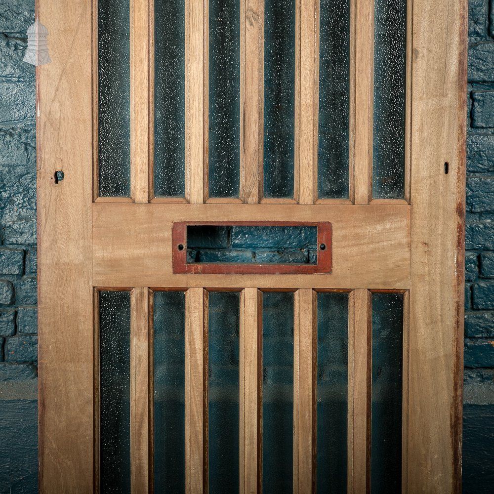 Glazed Hardwood Door – Arched 12 Panel Design, Textured Glass photo for sale