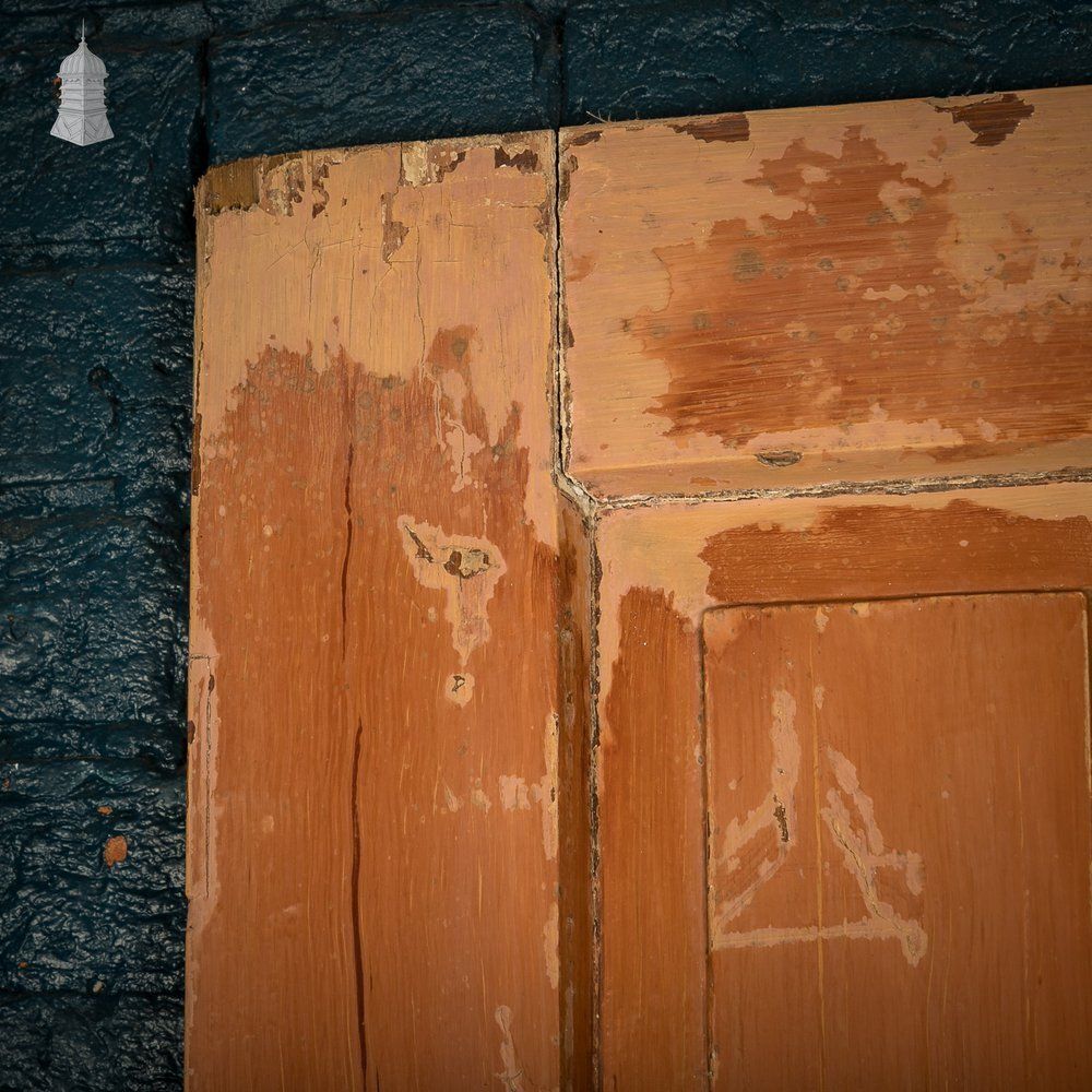 photo furniture Four Panel Door, Moulded With A Worn Stained Finish.