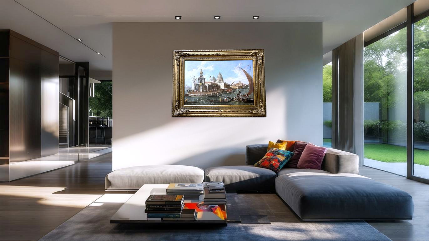 Venice Grand Canal   Oil On Canvas   19th Century   Michele Marieschi Style photo furniture