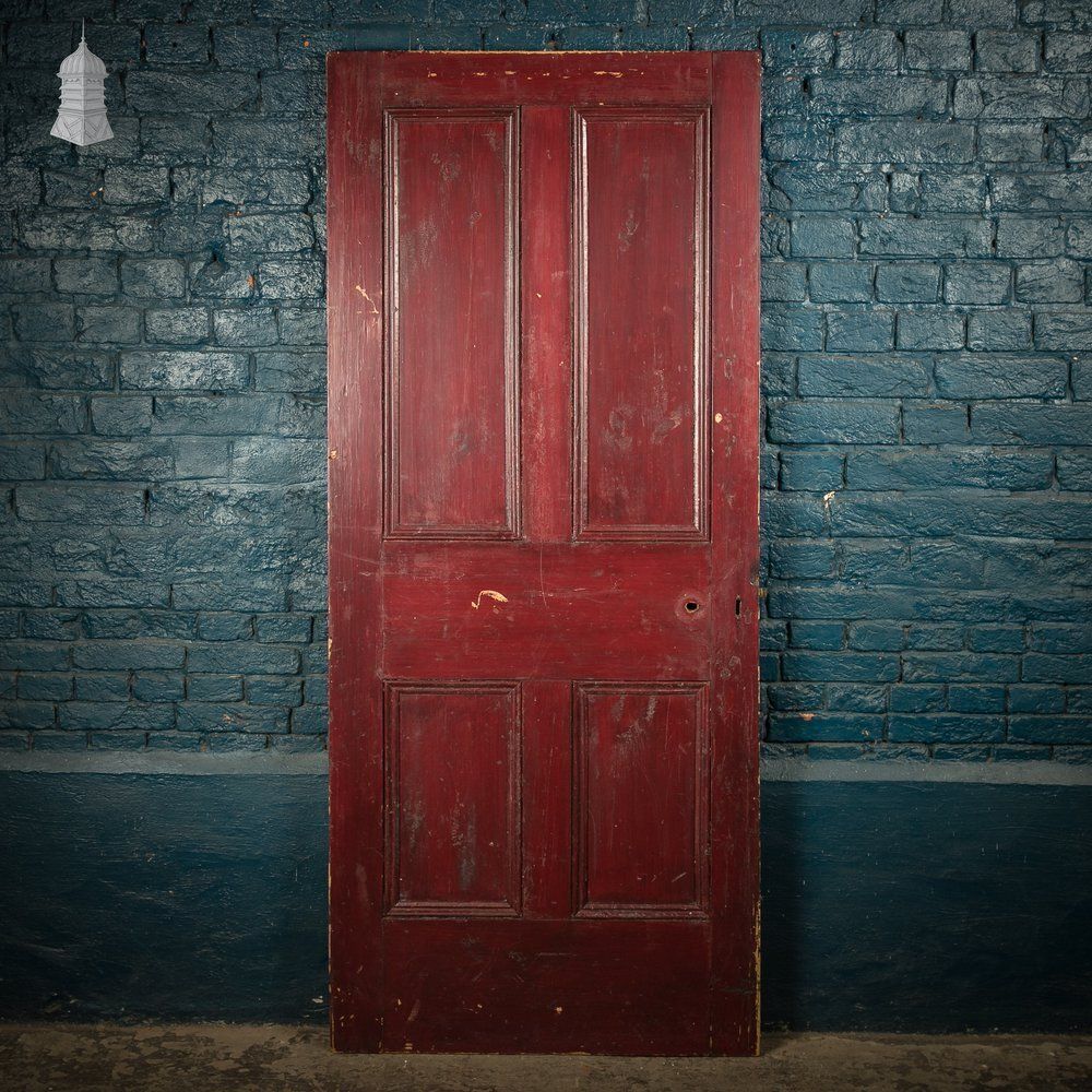 Moulded 4 Panel Door, Red Painted Finish