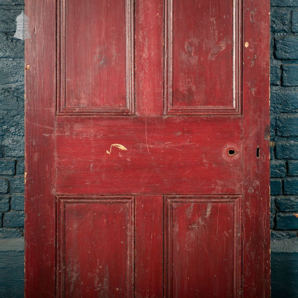 Moulded 4 Panel Door, Red Painted Finish photo for sale