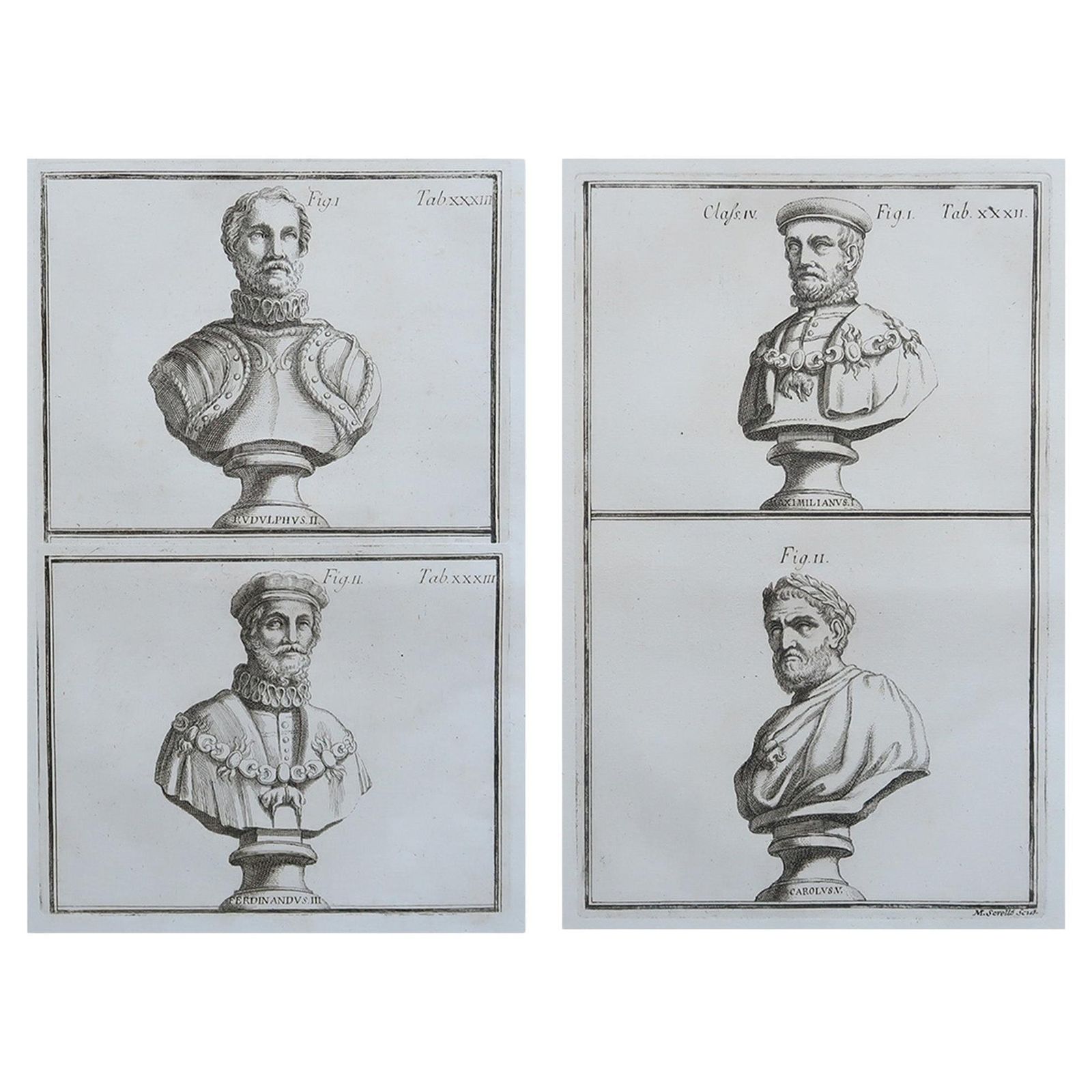 Large Scale Original Antique Prints Of Renaissance Busts. Rome 1776