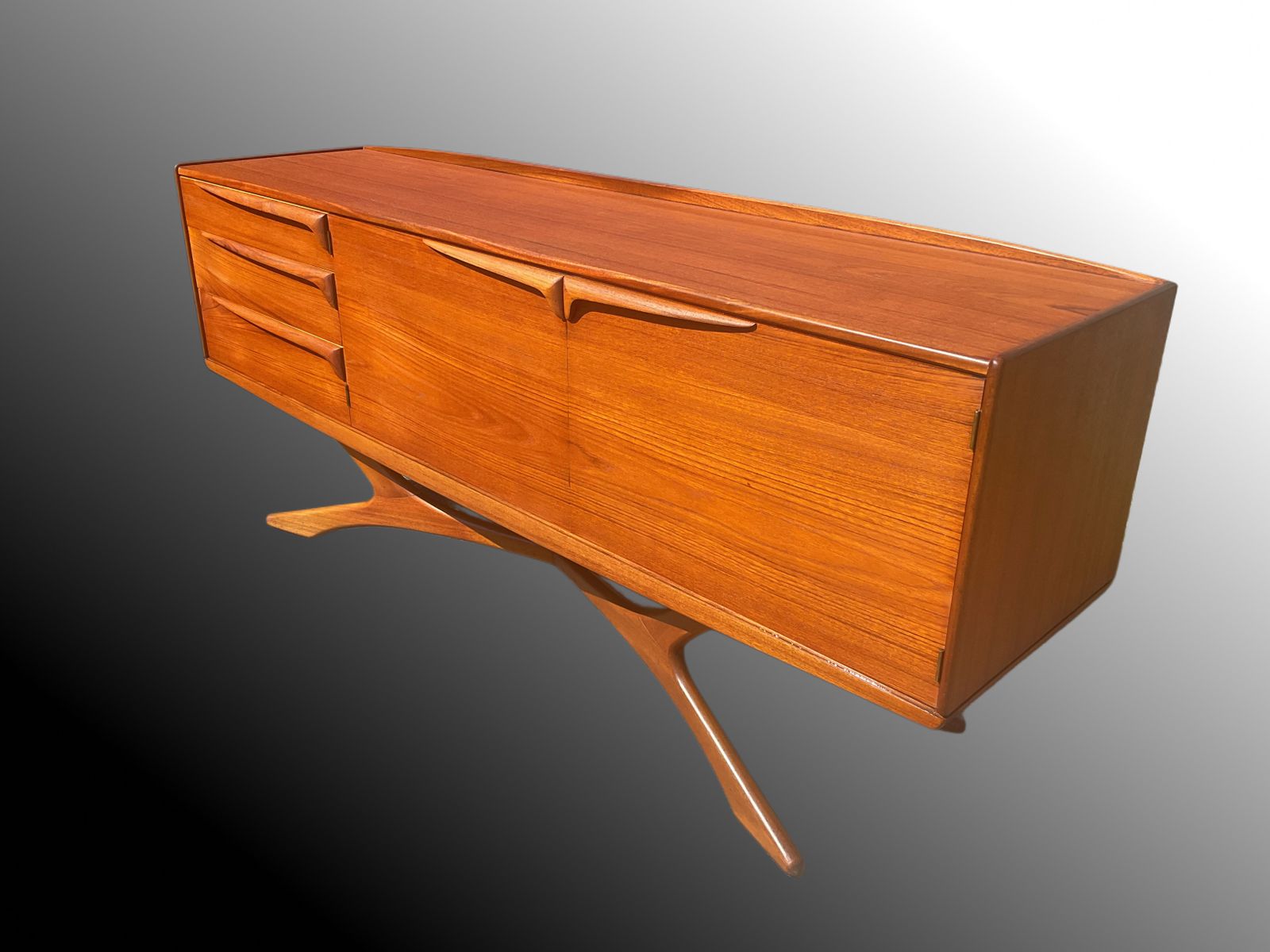 Furniture Teak Sideboard By Val Rossi For Beithcraft In Mid Century Vintage Style photo
