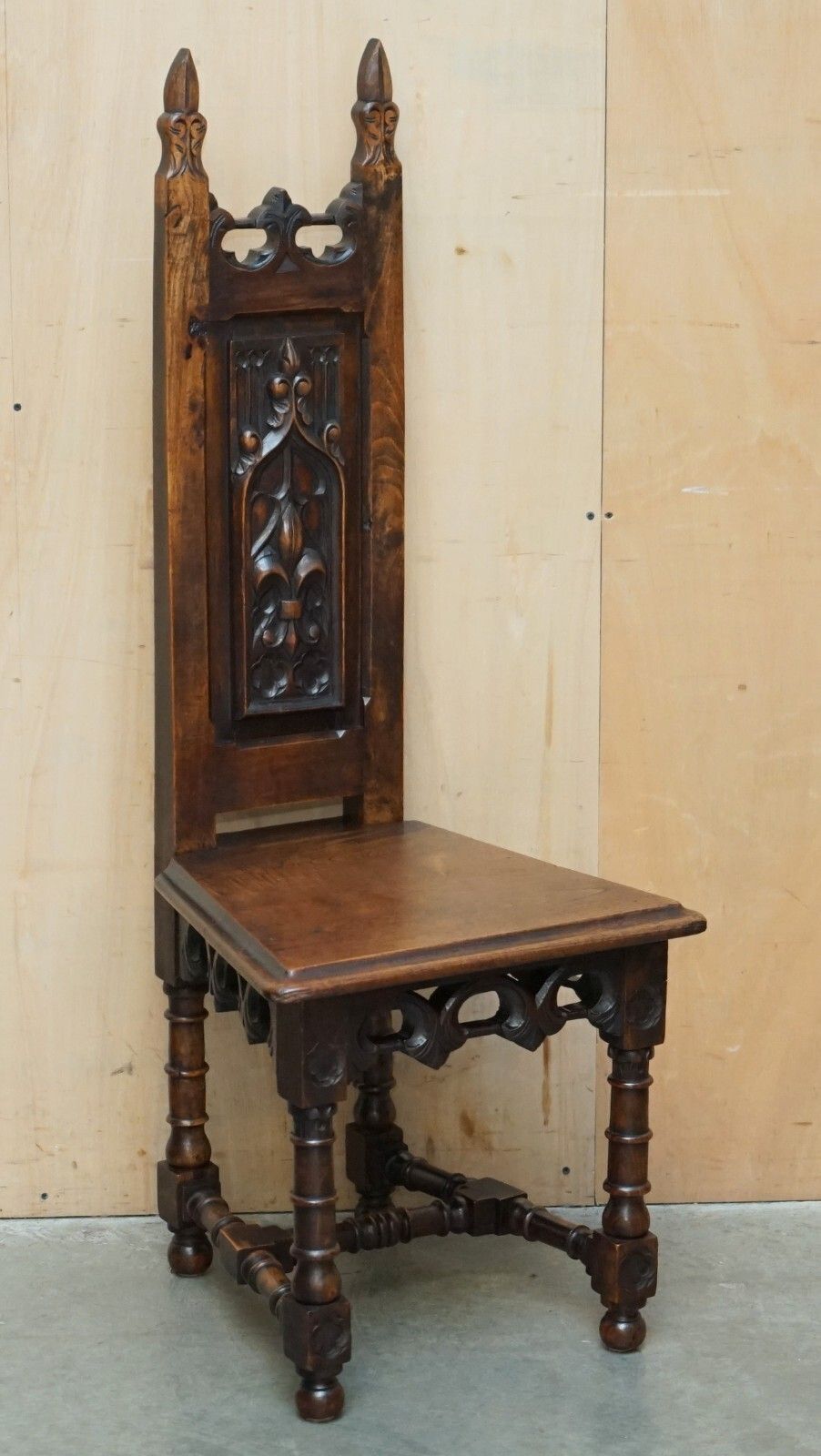 Six Original Victorian Circa 1880 Steeple Back Gothic Arch Oak Dining Chairs 6 photo furniture