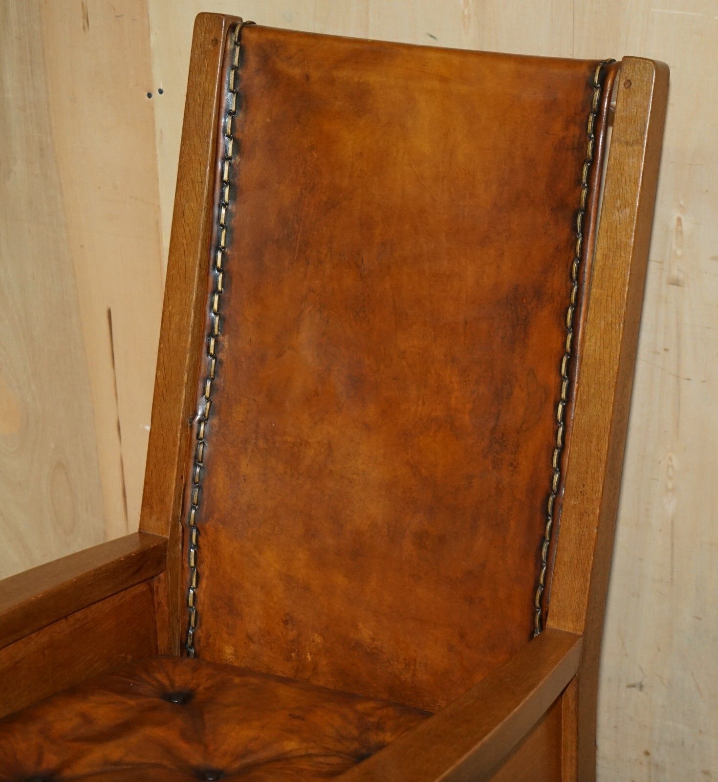 Pair Of 1940'S Robert Mouseman Thompson Brown Leather Chesterfield Armchairs photo 19500.0