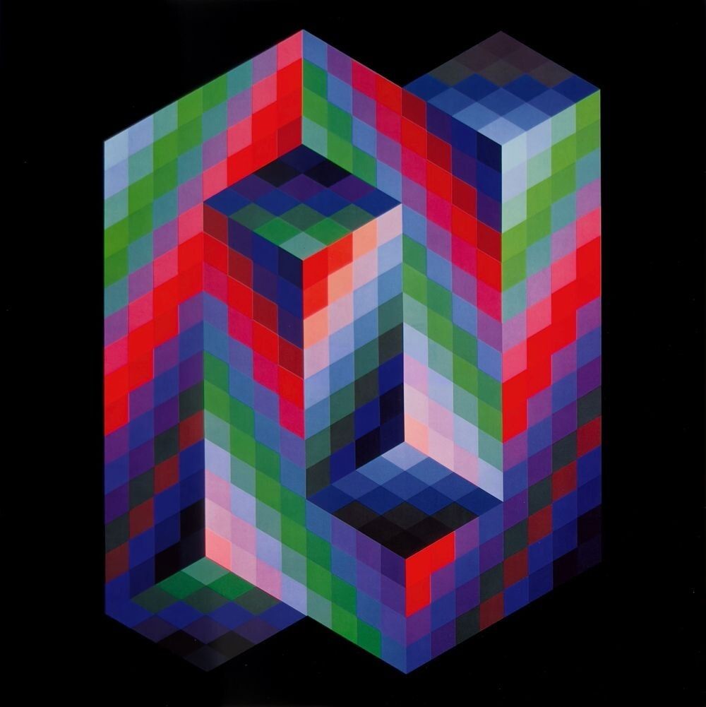 Victor Vasarely Wonderful Series Of 8 Prints On Bristol Paper 40x40cm 1972 photo furniture
