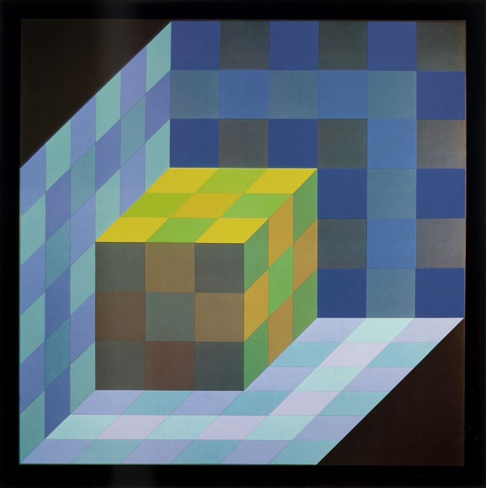 Victor Vasarely Wonderful Series Of 8 Prints On Bristol Paper 40x40cm 1972 photo buy