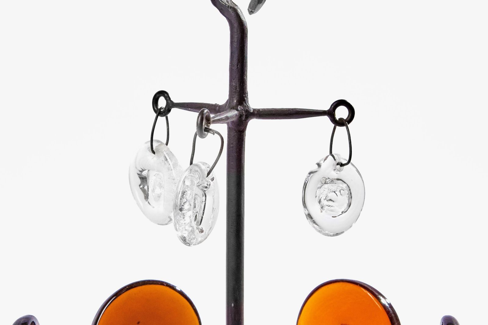 20th Century Six Arms Chandelier By Erik Höglund In Black Lacquered Iron And Glass, 1965 photo Lighting