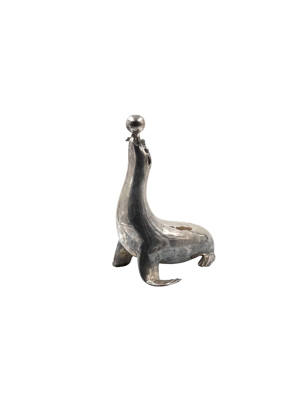 photo for sale Art Deco Silverplated Brass Seal Sculpture, France 1940s