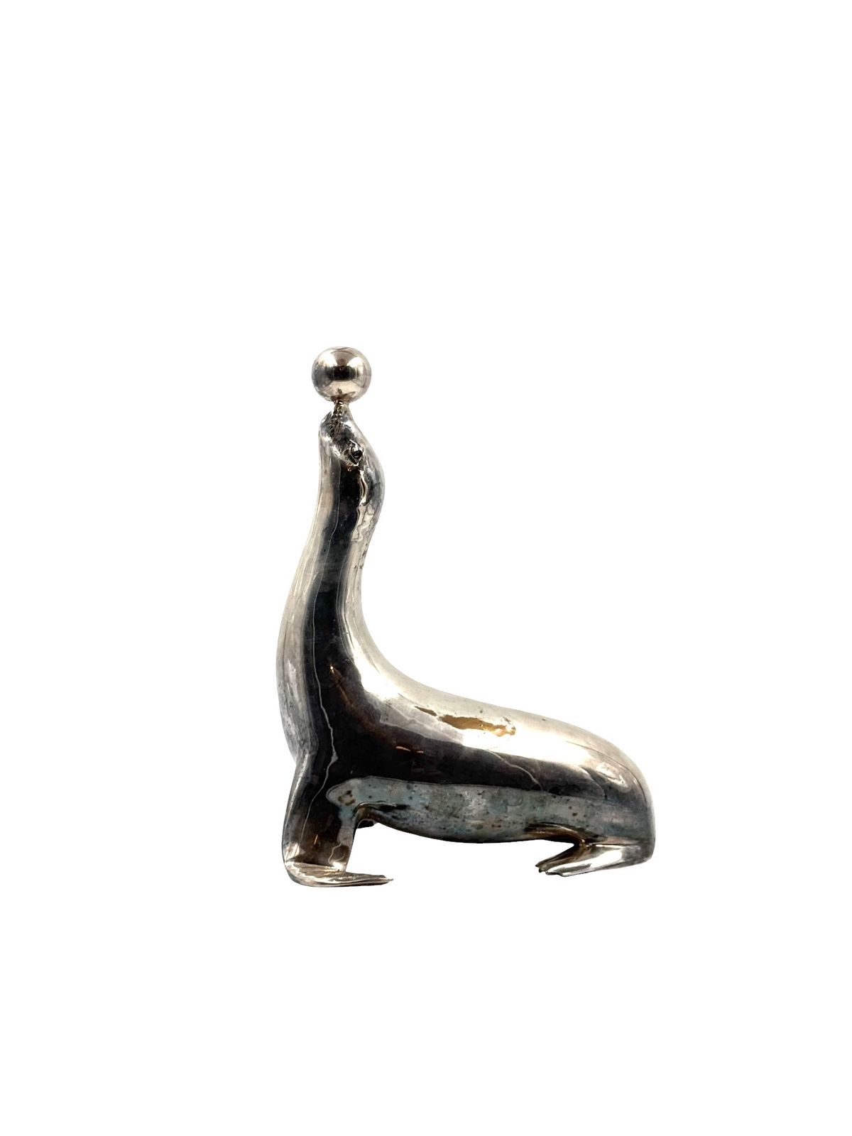 Art Art Deco Silverplated Brass Seal Sculpture, France 1940s photo