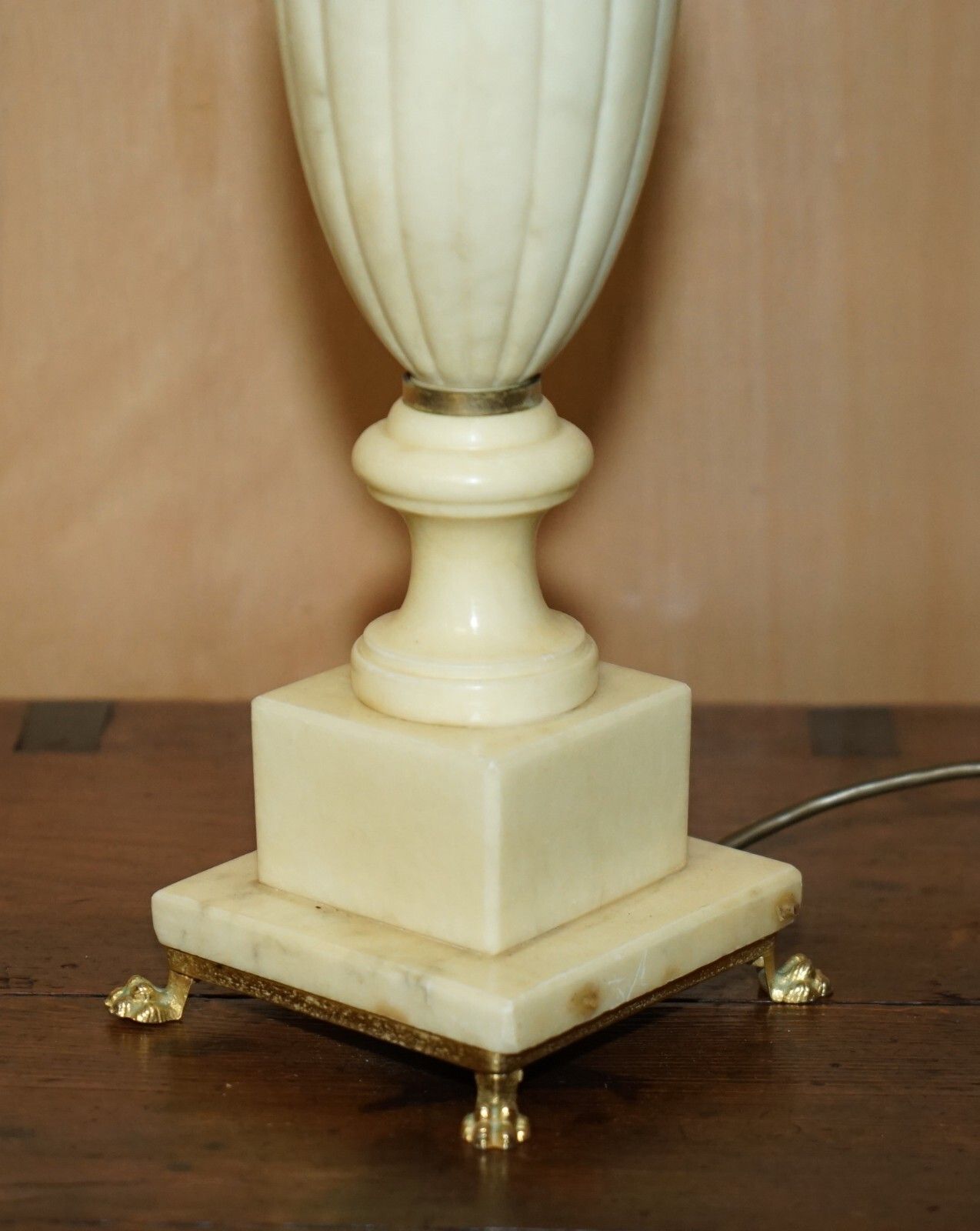 Equisite Circa 1960'S Made In Italy Stamped Marble Lamp Lions Brass Paw Feet photo 1350.0