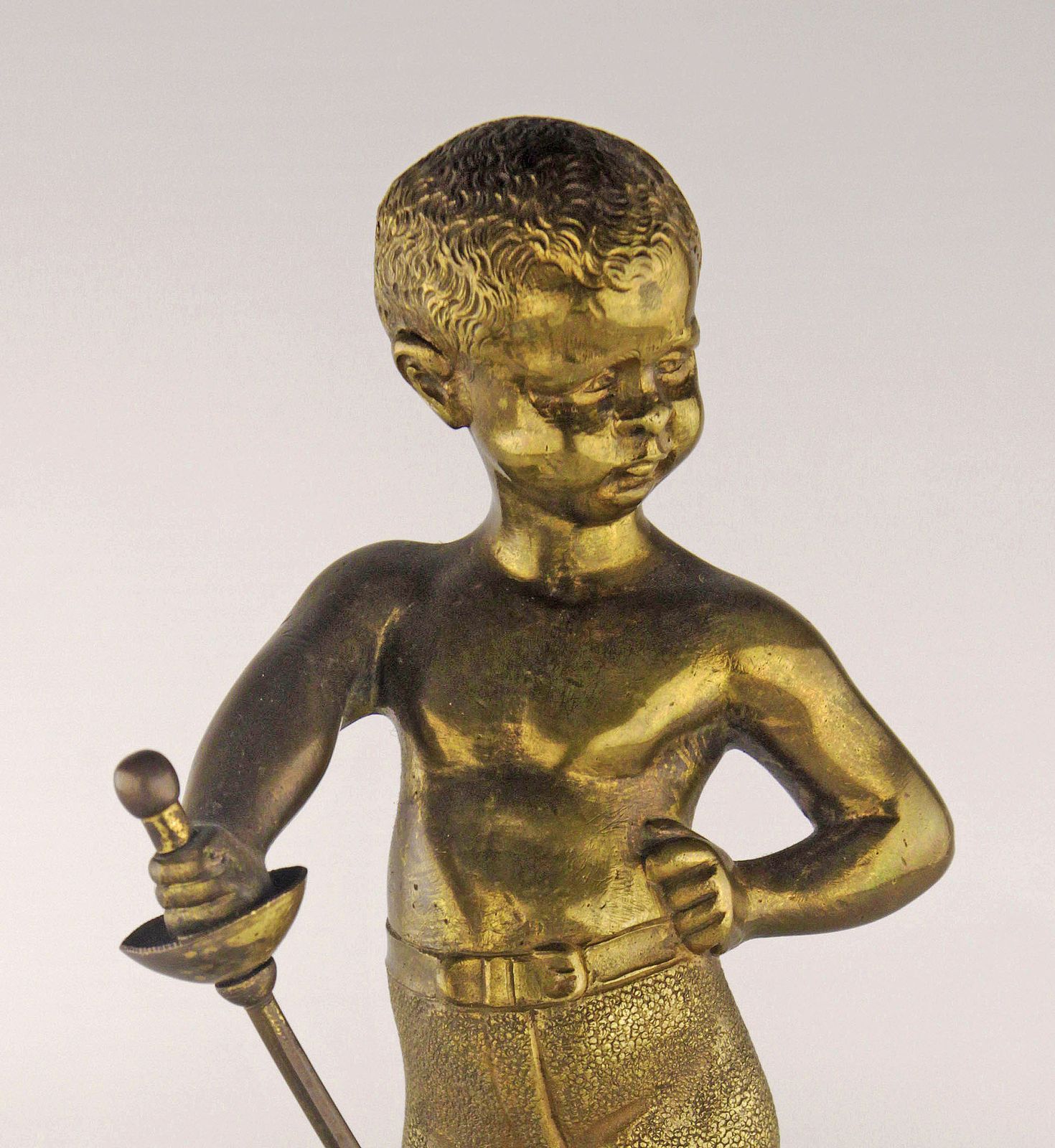 Late 19th Century French Bronze Sculpture Of A Boy With A Sword By Louis Kley photo buy