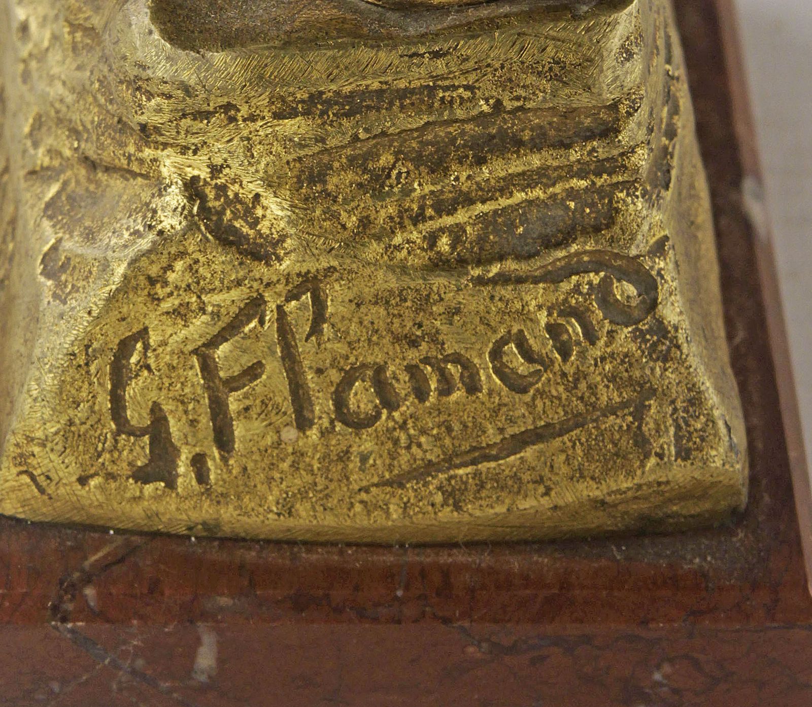 photo for sale Early 20th Century Belle époque French Gilt Bronze Sculpture Of Boy Playing The Hunter Kamarad By Georges Flamand