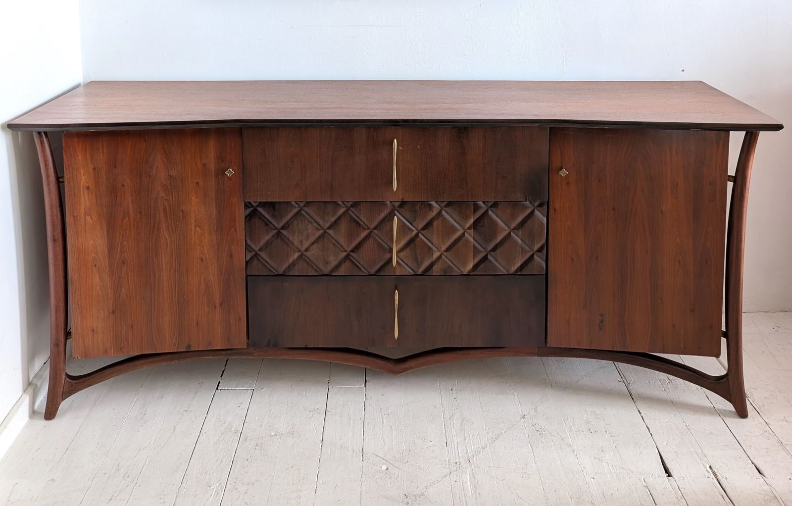 Sculptural Vintage Danish Mid Century Walnut Sideboard By Piet Hein, 1960s photo furniture