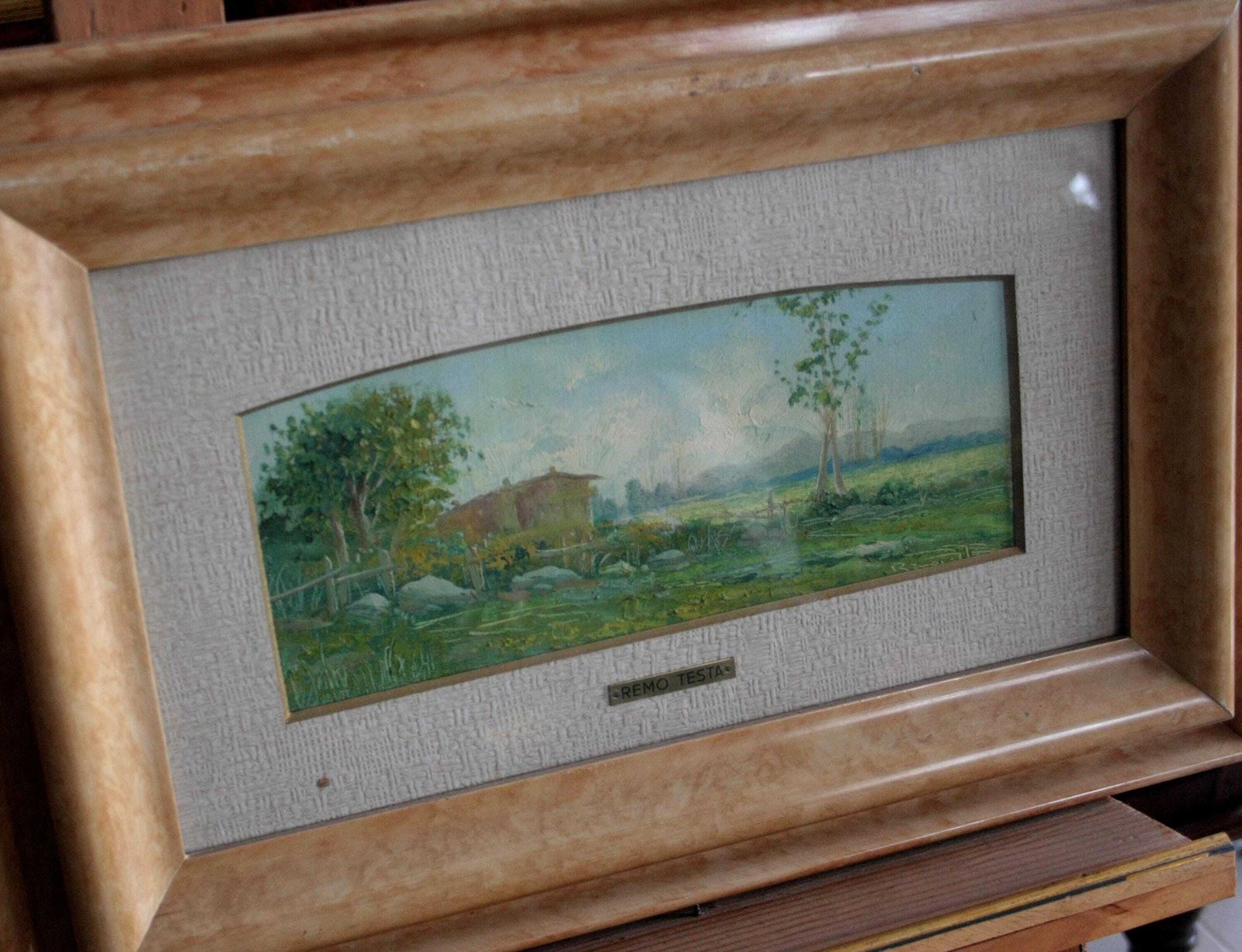 photo for sale Remo Testa, Pair Of Landscapes, Marine And Countryside, Mid 20th Century, Italy