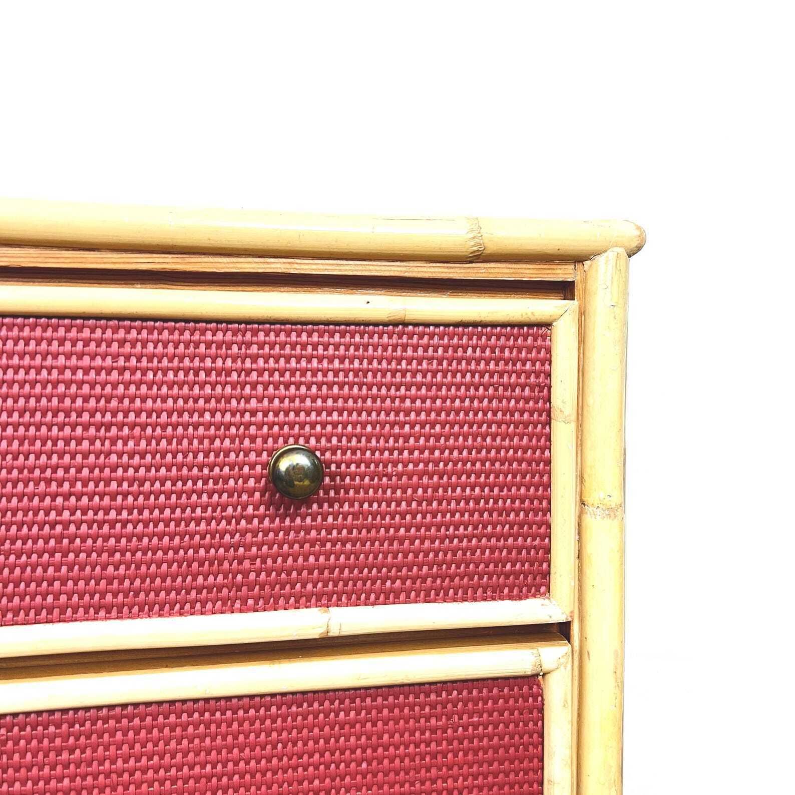 Vintage Bamboo Rattan Chest Of 3 Drawers photo Furniture