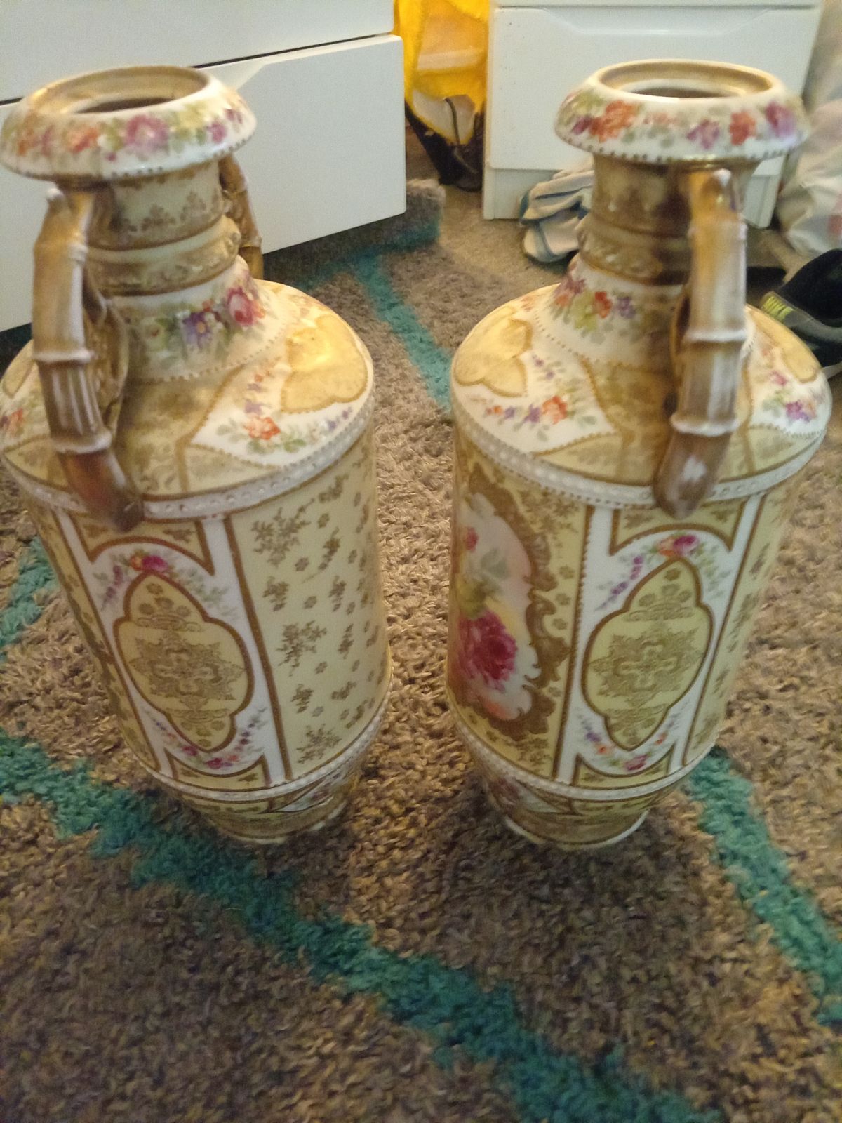 Royal Vienna Porcelain Vase Hand Painted Gold All Over Them Very Rare photo furniture