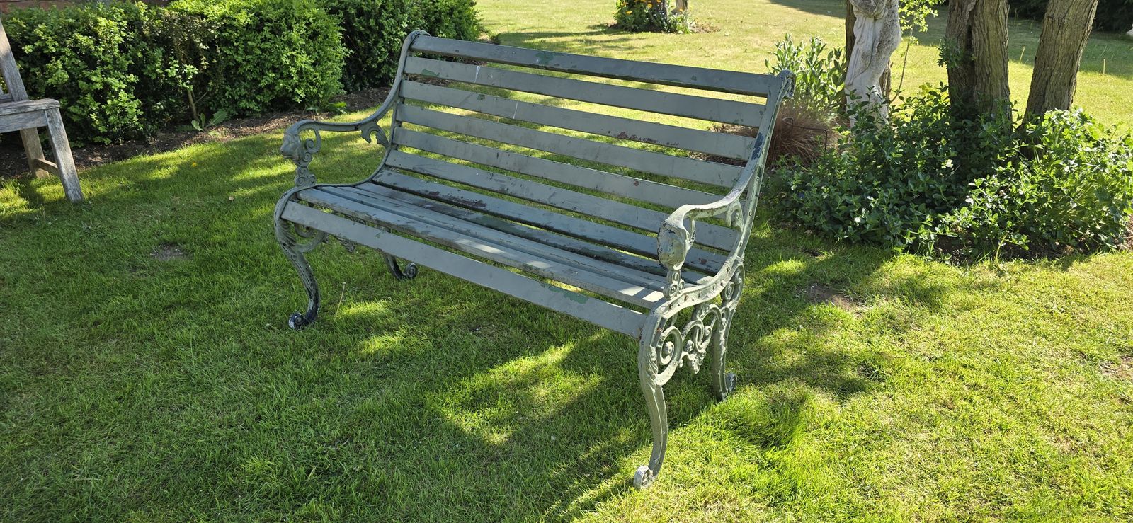 Cast Mixed Alloy Garden Bench, 1920s photo Garden Furniture
