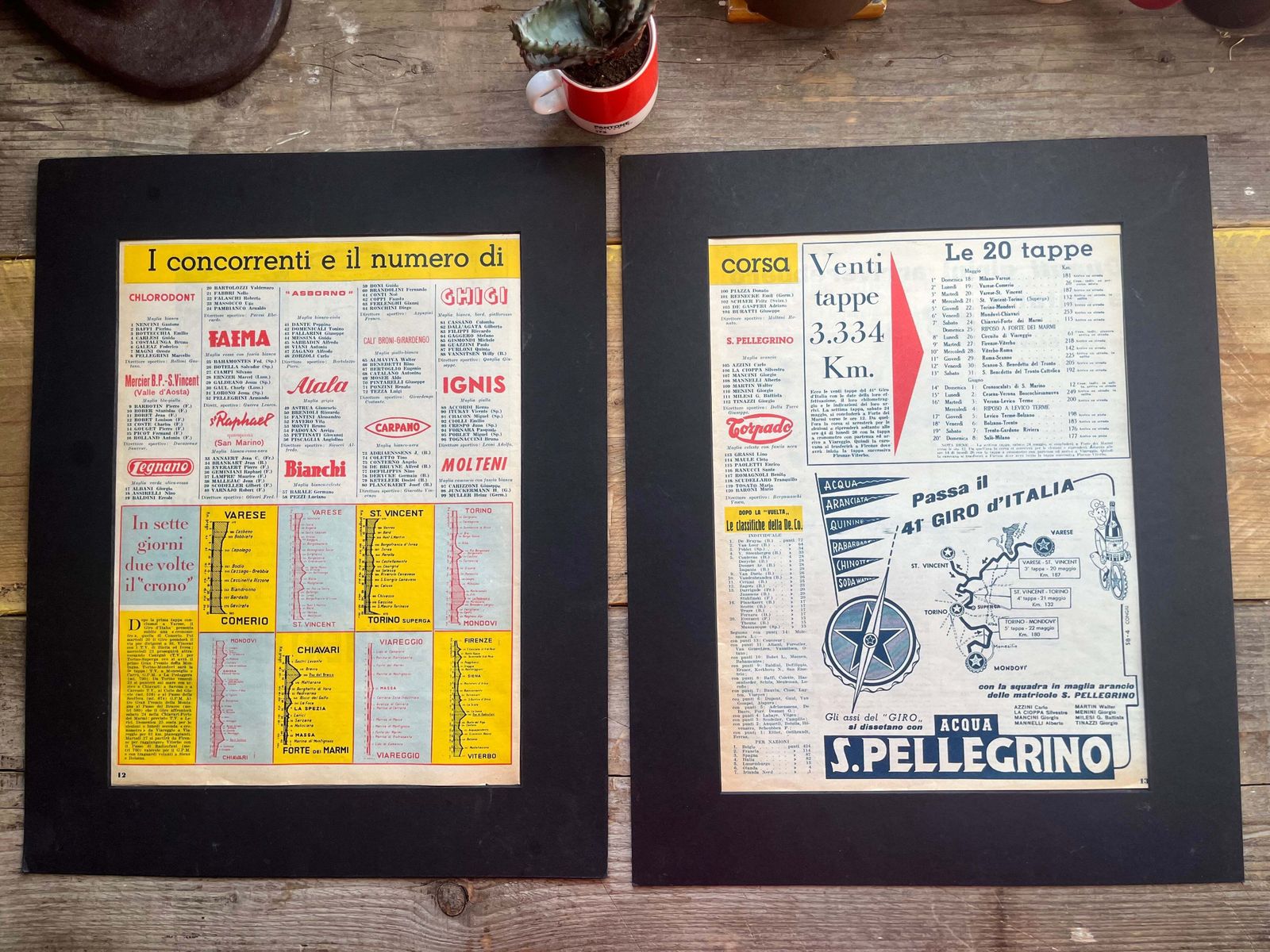 San Pellegrino Tour Of Italy Map 1961 photo Art