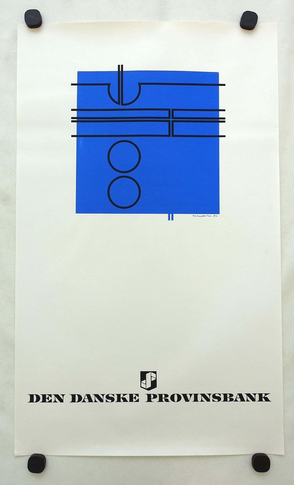 1970 Danish Modern Art (Blue) By Ole Schwalbe   Original Vintage Poster photo furniture