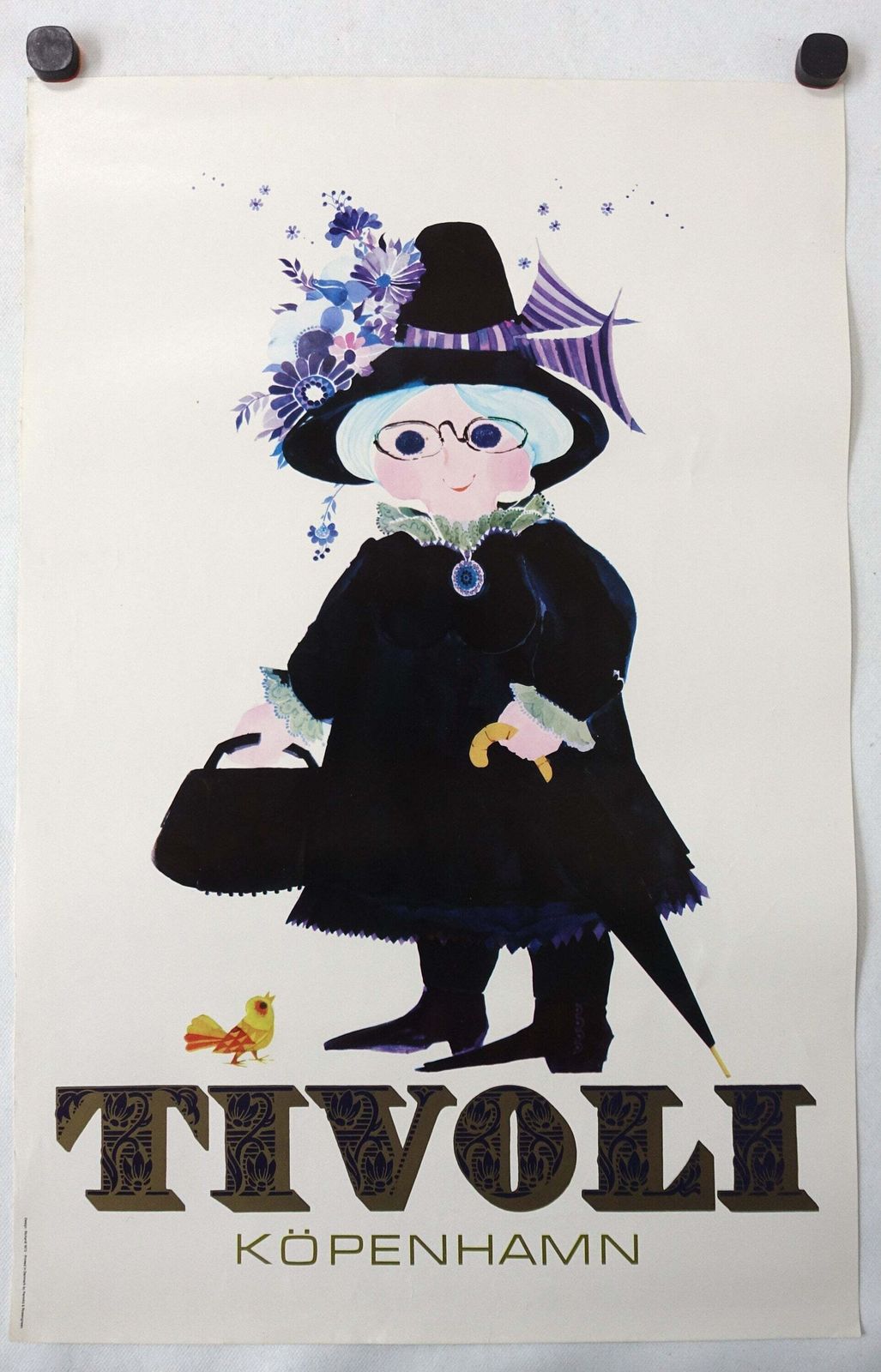 1972 Tivoli Gardens By Richardt Branderup (Old Lady)   Original Vintage Poster photo furniture