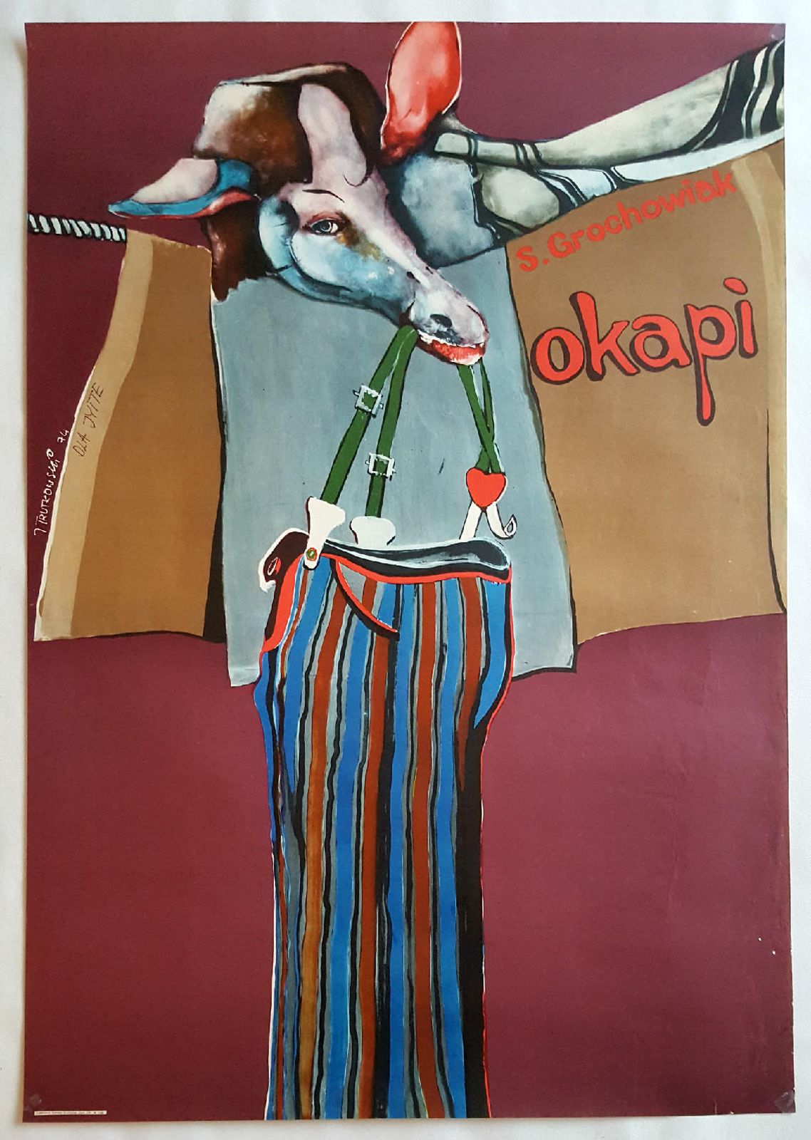 1974 Okapi Polish Theatre Poster   Original Vintage Poster photo furniture