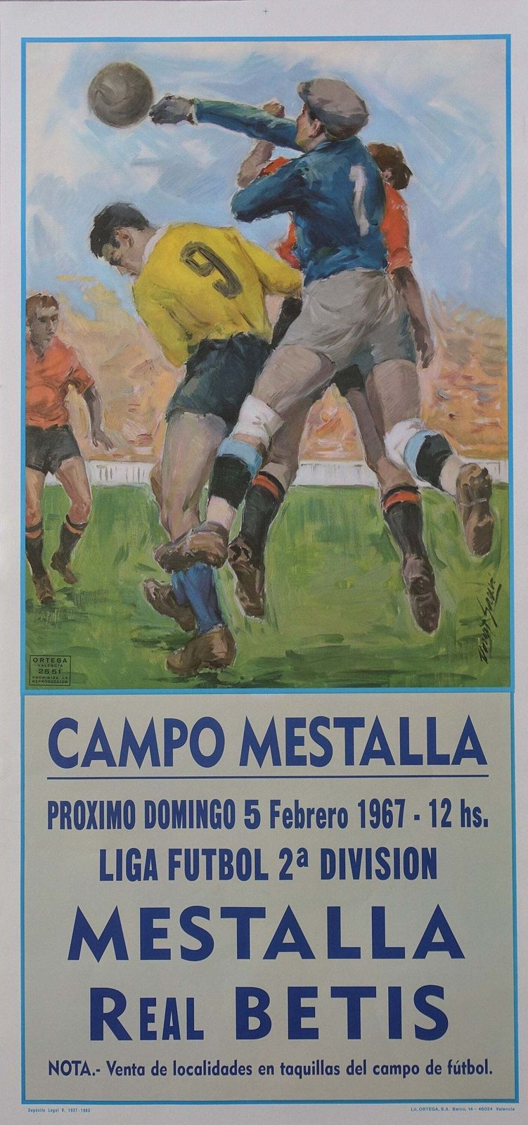 1966 Real Betis   Mestalla Football Poster   Original Vintage Poster
