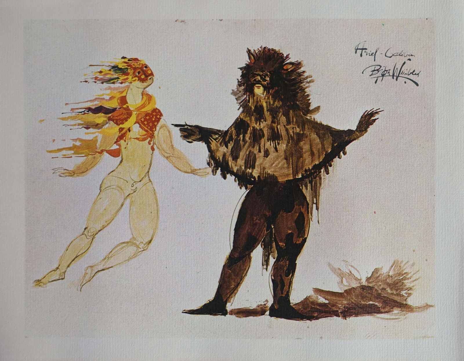 1965 Ariel And Caliban By Wiinblad   Original Vintage Mini Poster