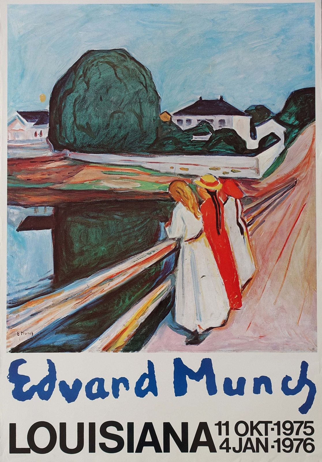 1975 Edvard Munch "The Girls On The Bridge" – Louisiana Museum Of Modern Art – Vintage Poster
