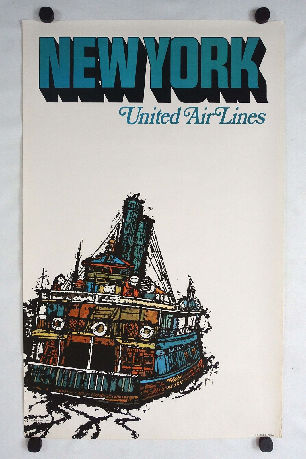 1967 New York United Airlines By James Jebavy   Original Vintage Poster photo furniture