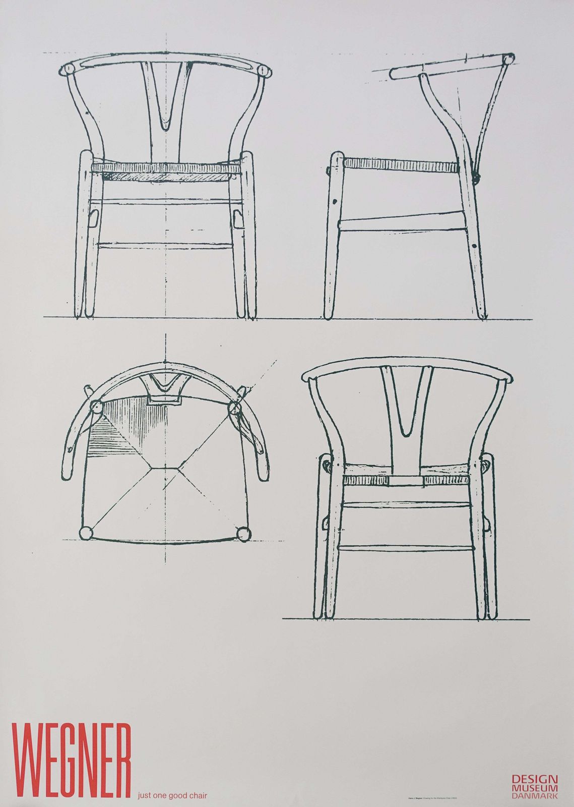 2014 Wegner Wishbone Chair Schetsontwerp Design Museum Denmark – Vintage Poster