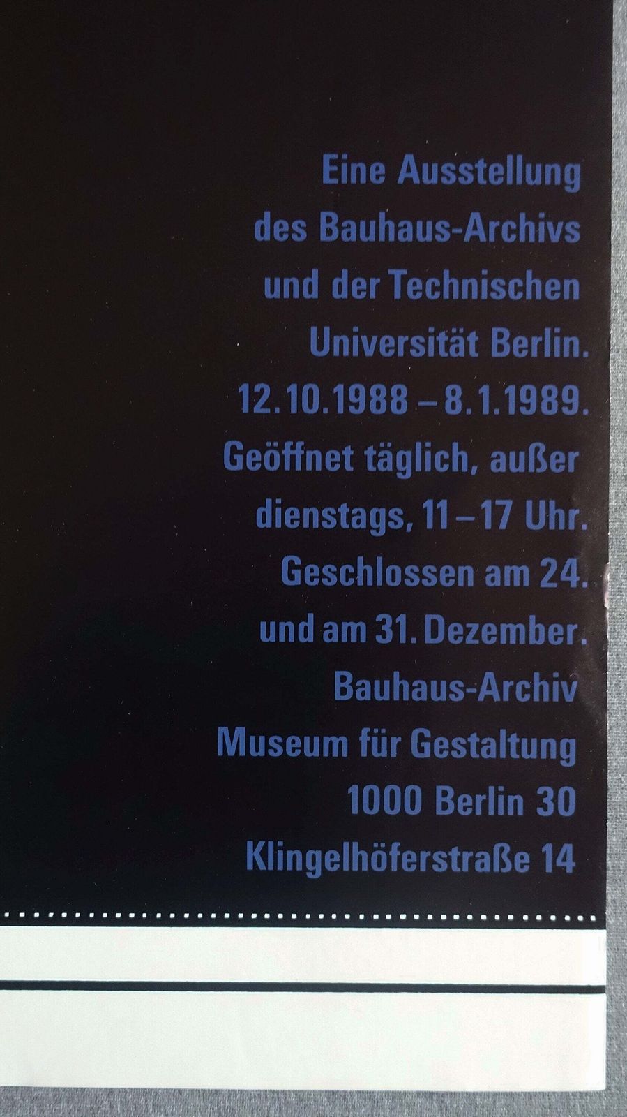 1988 Bauhaus Archiv Turmhaus Tentoonstelling – Vintage Poster photo 278.0