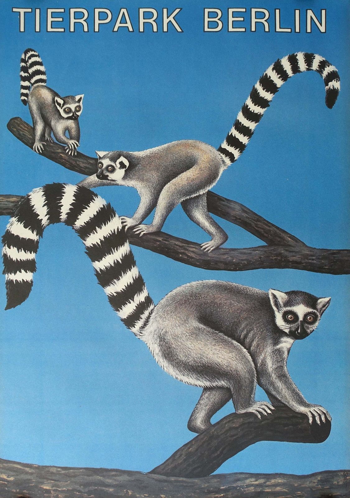 1986 Tierpark Berlin (Lemurs)   Original Vintage Poster