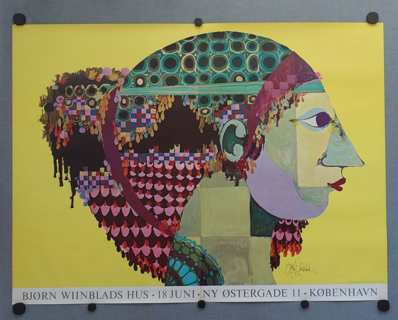 1971 Wiinblad's 1001 Nights "Portrait Of Scheherazade" (Huge Poster)   Original Vintage Poster photo furniture
