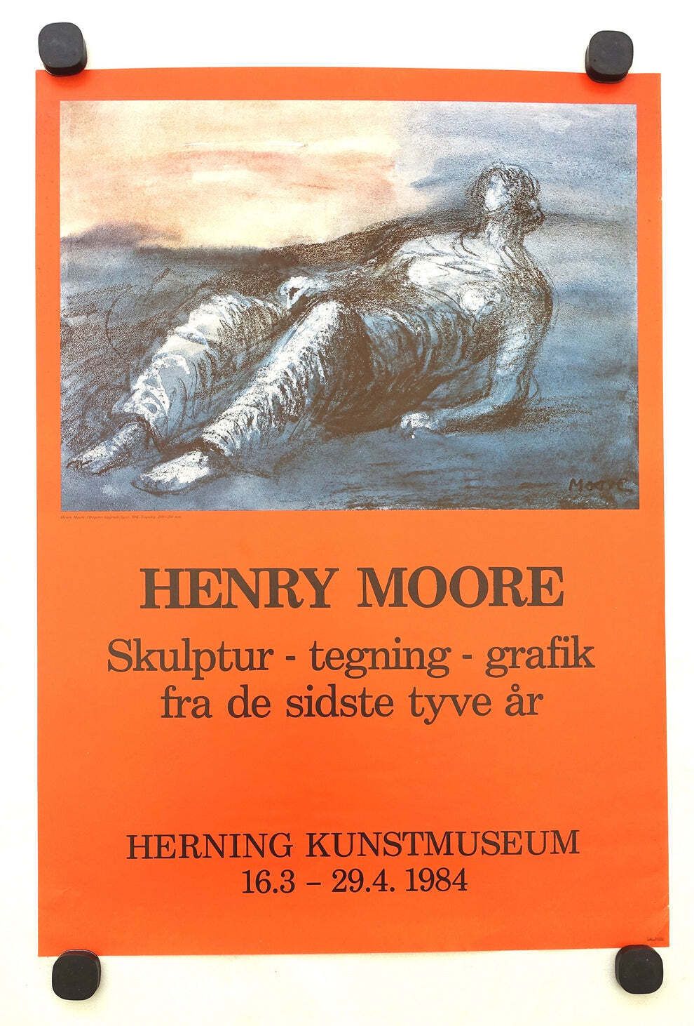1984 Henry Moore Art Exhibition Poster   Original Vintage Poster photo furniture