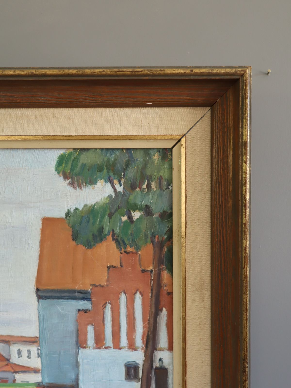 Red Roofs, Oil Painting, Mid 20th Century photo vinterior