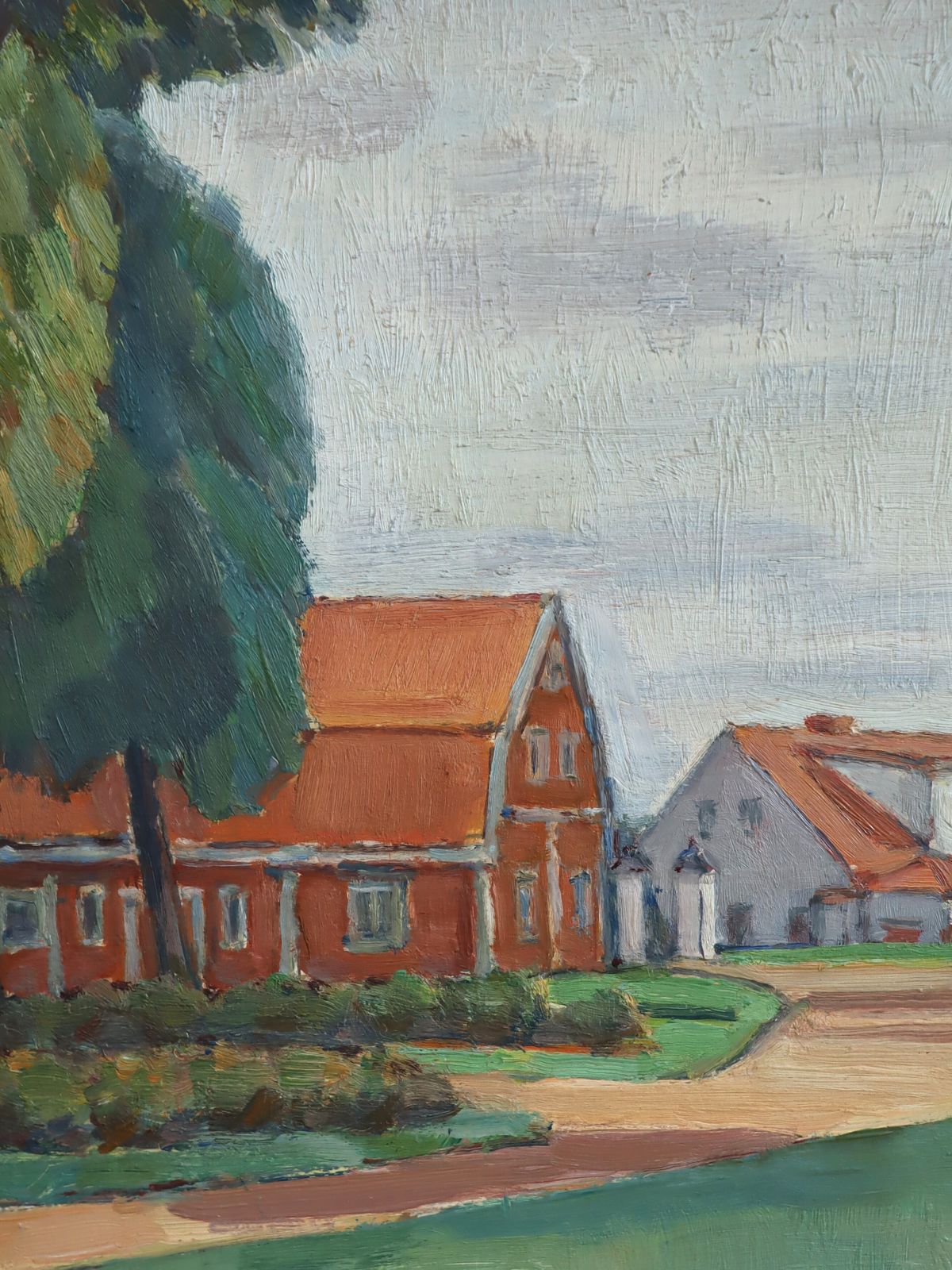 photo furniture Red Roofs, Oil Painting, Mid 20th Century