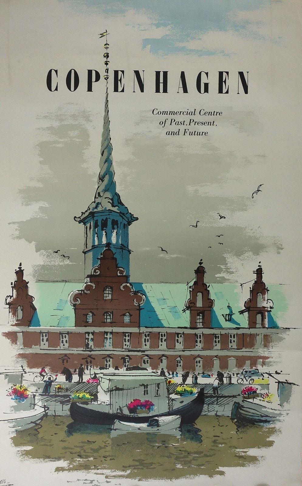 1957 Copenhagen Travel Poster By Des Asmussen   Original Vintage Poster