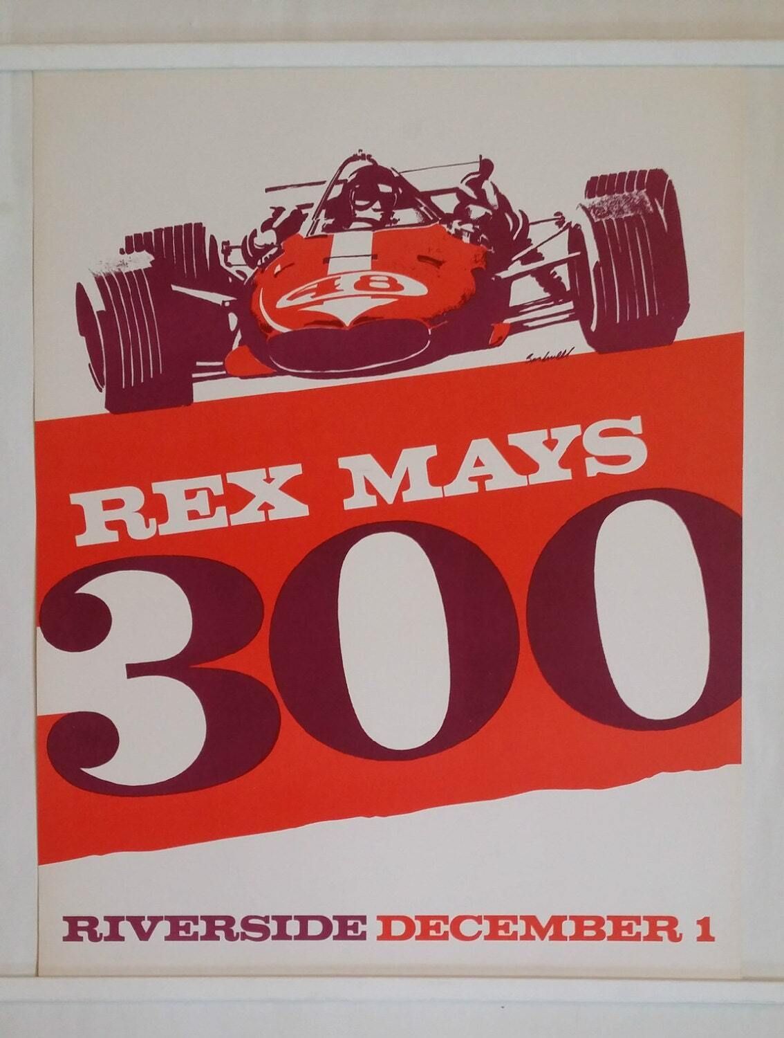 1960s Open Wheel Car Race "Rex Mays 300"   Original Vintage Poster photo furniture