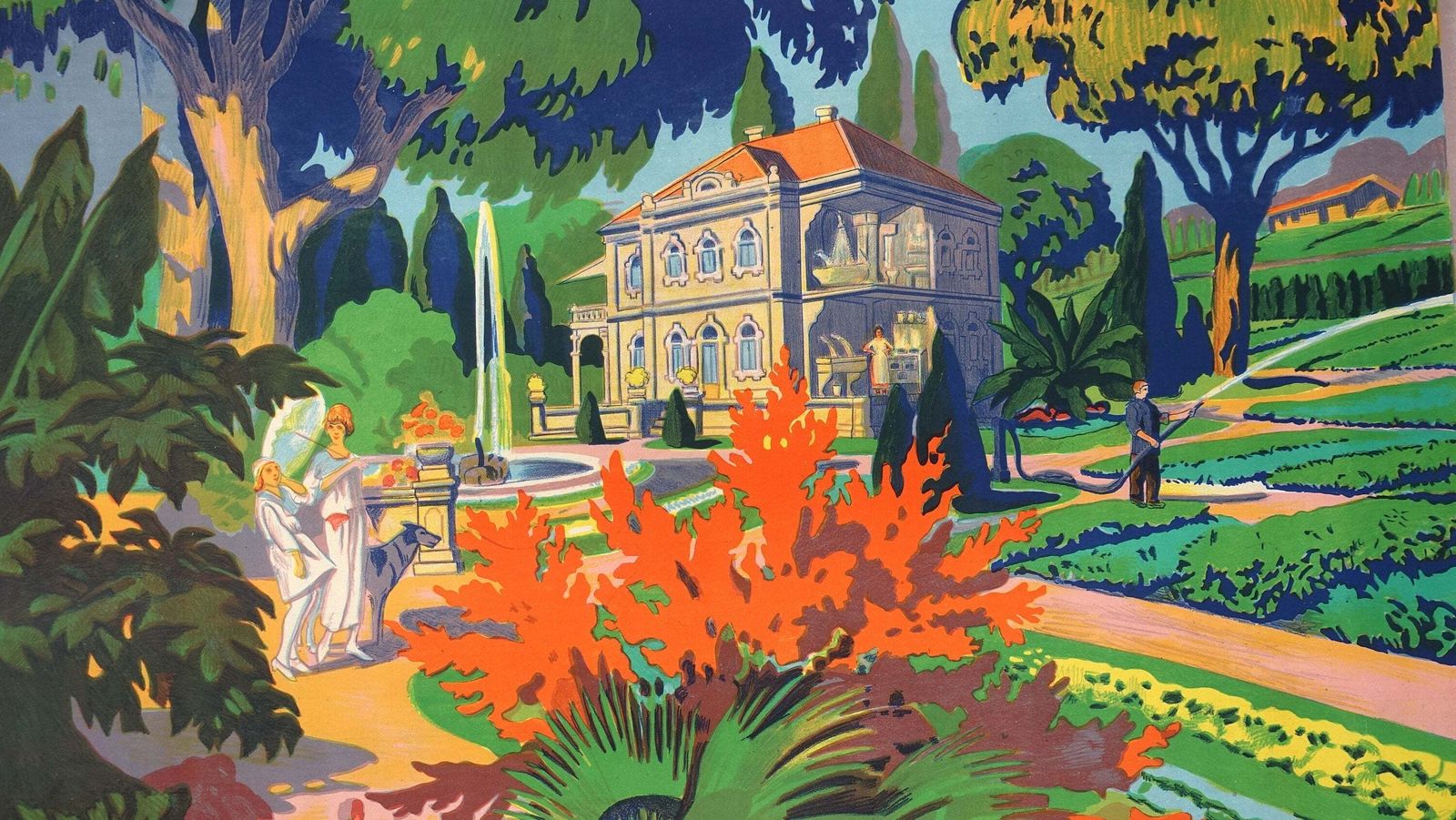 1930s Bomba Bloch Spainsh Luxuary Garden   Original Vintage Poster photo buy