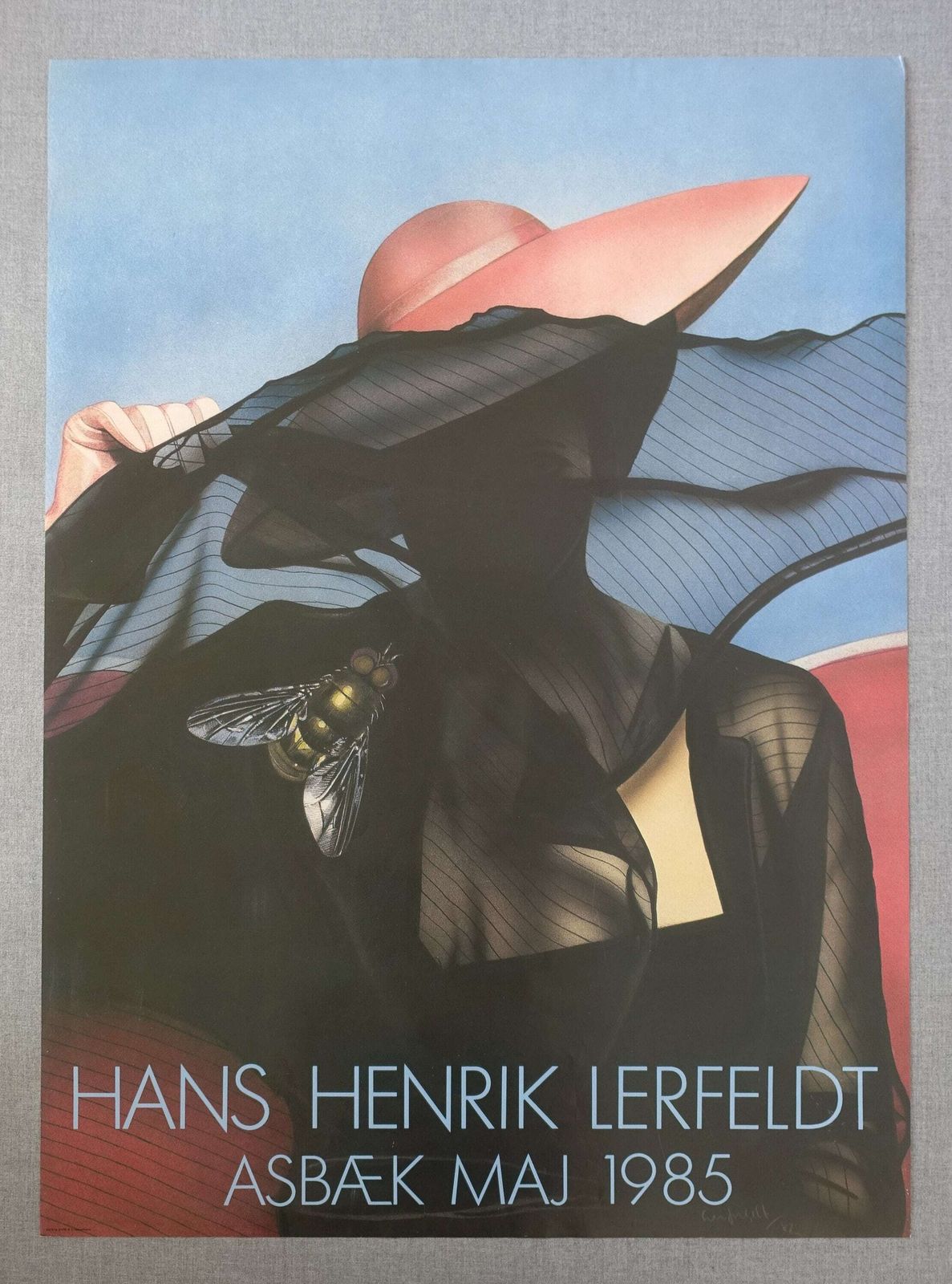 1985 Art Exhibition Poster By Hans Henrik Lerfeldt   Original Vintage Poster photo furniture