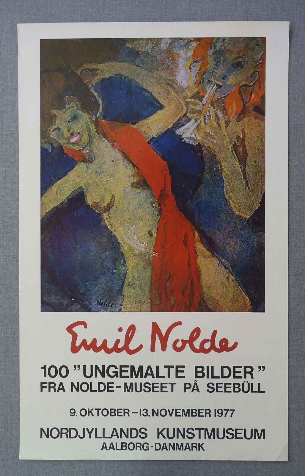 1977 Emil Nolde Art Exhibition Poster Nordjyllands Kunstmuseum   Original Vintage Poster photo furniture