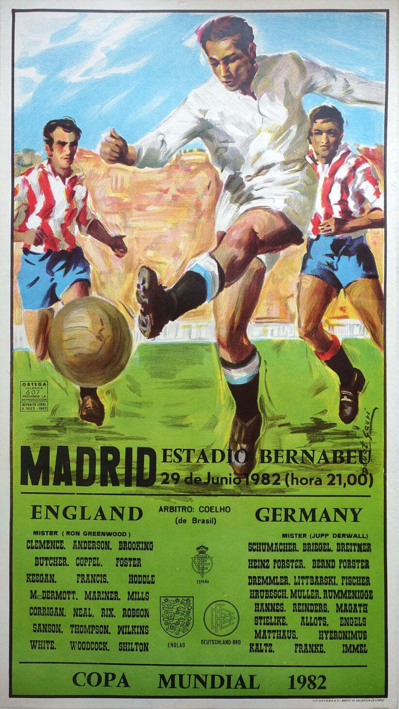 1982 World Cup (Football/Soccer) England   Germany   Original Vintage Poster
