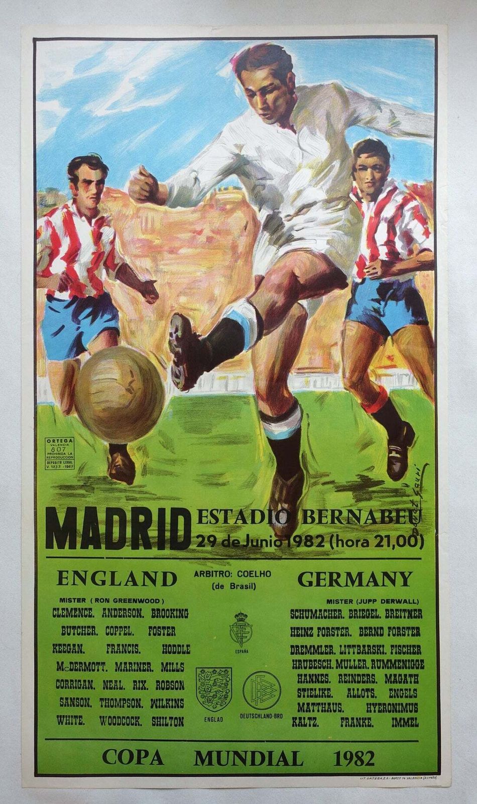 1982 World Cup (Football/Soccer) England   Germany   Original Vintage Poster photo furniture