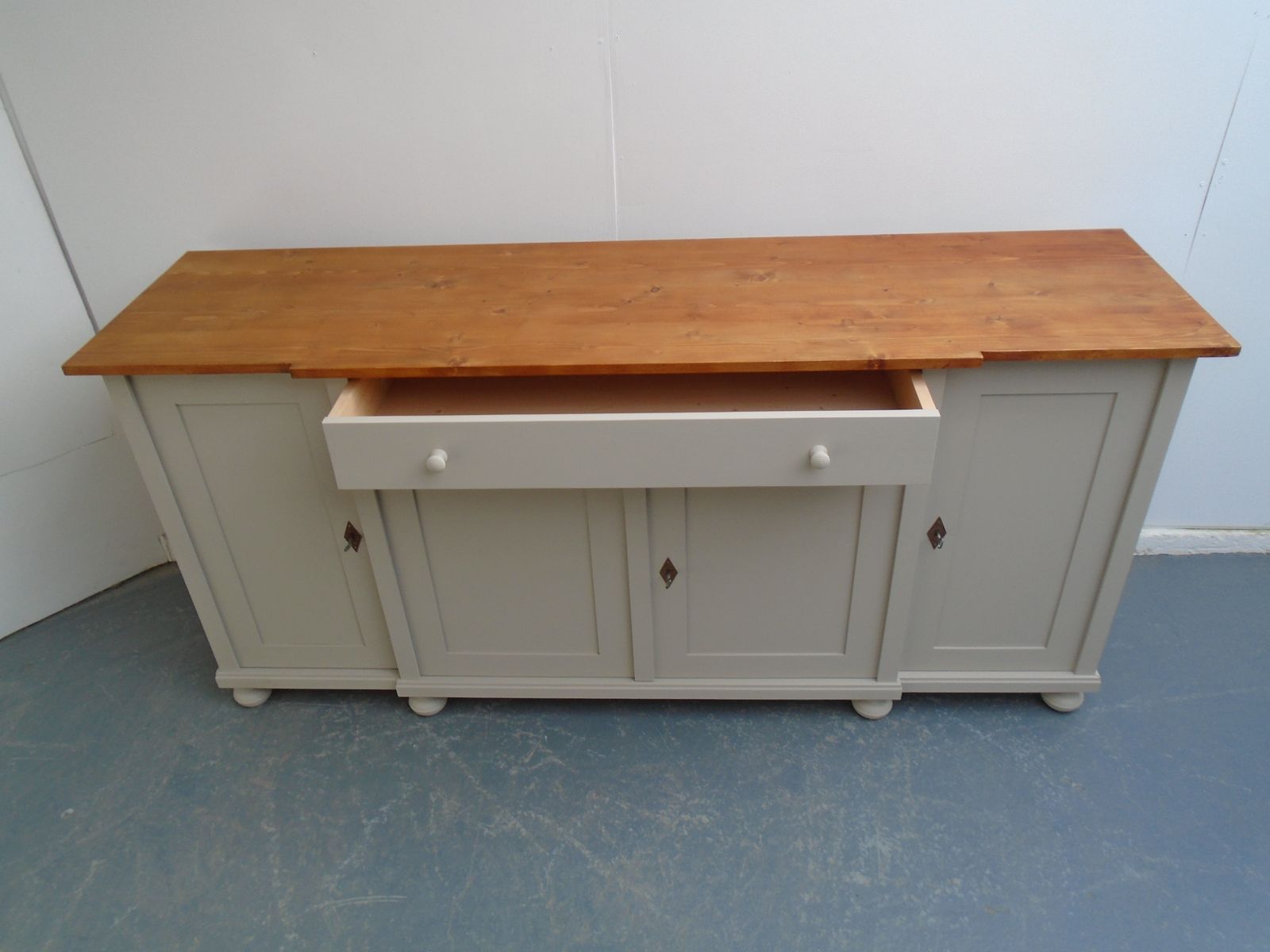 A Fantastically Painted Putty Reclaimed Pine Dresser Base / Tv Stand photo for sale