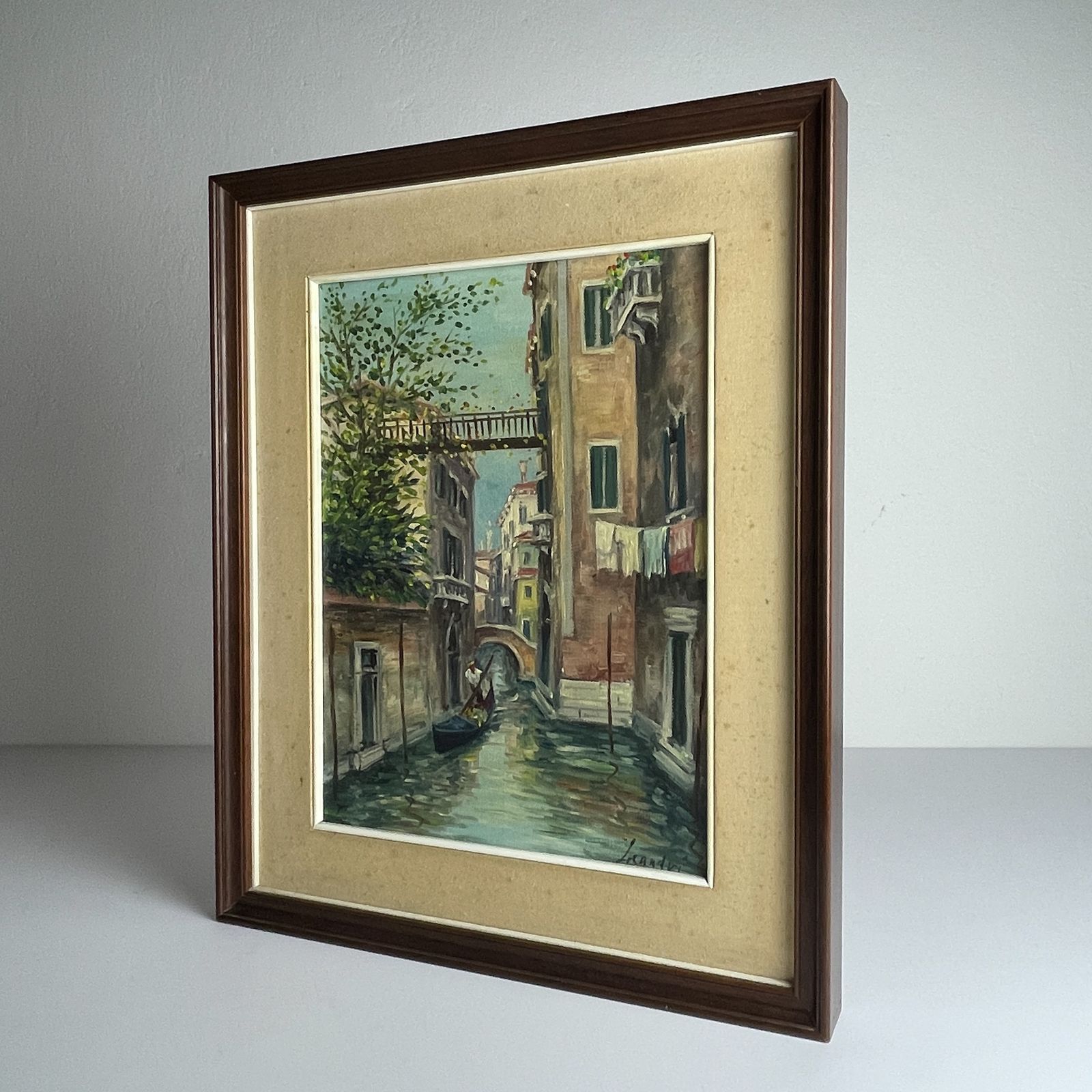 photo furniture Venice Canal Original Vintage Oil Painting, Italy, 1960s, Signed, Framed